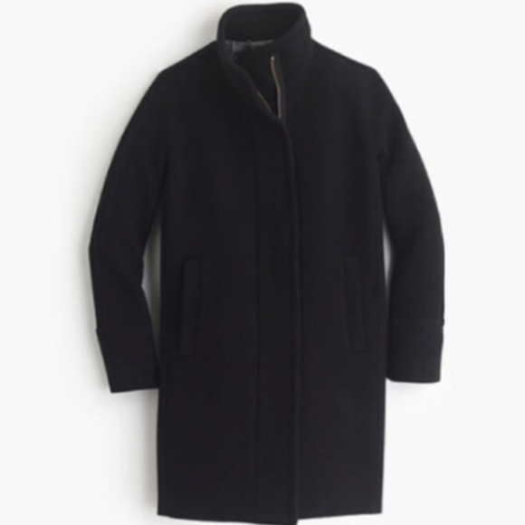 J. Crew Black Cocoon Coat In Italian Stadium-Cloth